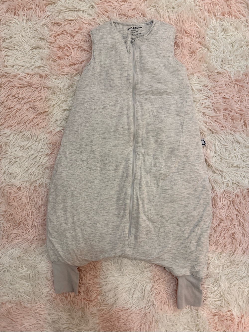 Gunamuna light gray zip front baby sleep sack